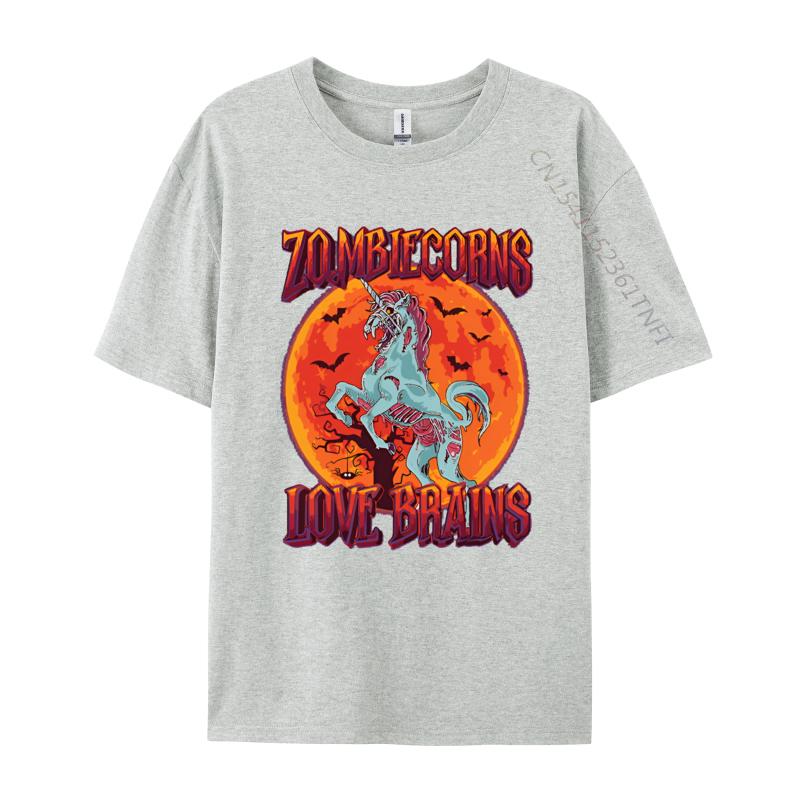 Cotton Graphic Tees Scary Zombiecorns Love Brains Zombie Tshirts Funny T Shirt Design Classic Mens T Shirt