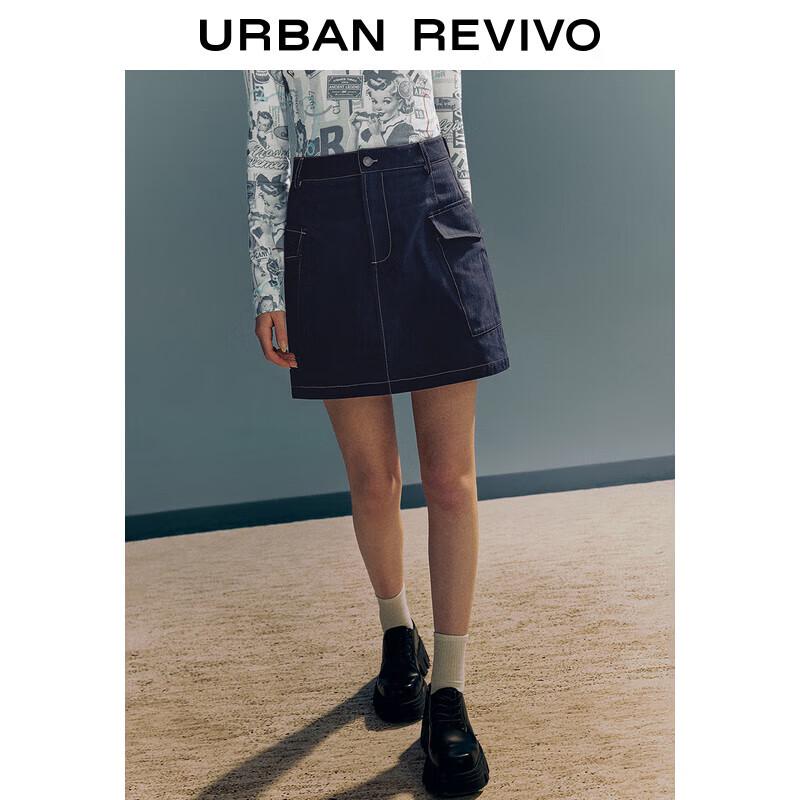 UR 2024 Spring Stitching A-Line Short Skirt XS