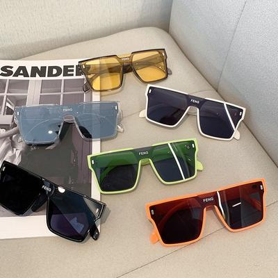 1Pc  Oversized Square Sunglasses Children Retro Mirror Lens Eyewear Shades Uv400 Protection Punk Sun Glasses