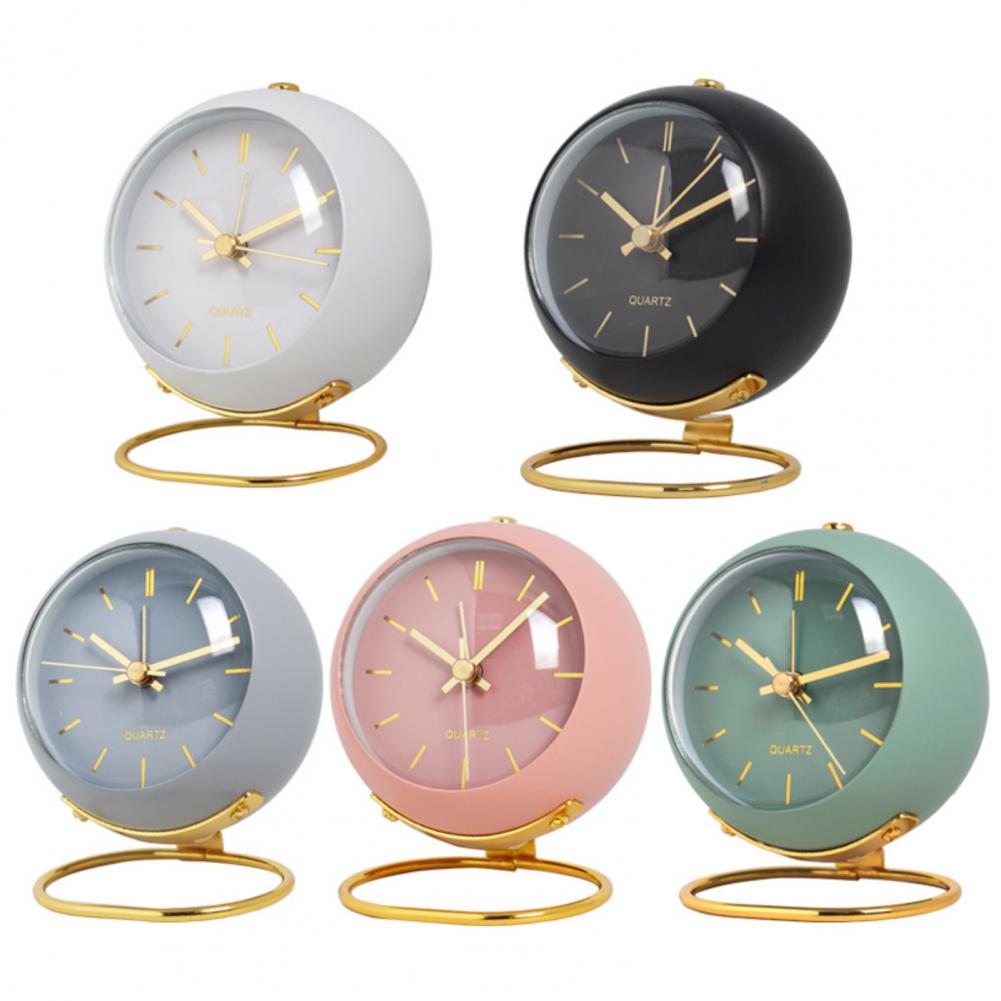 Analog Alarm Clock Pointer Design Mute Metal Luminous Desktop Clock Electronic Quartz Clock Living Room Desk Decor for Kids Room