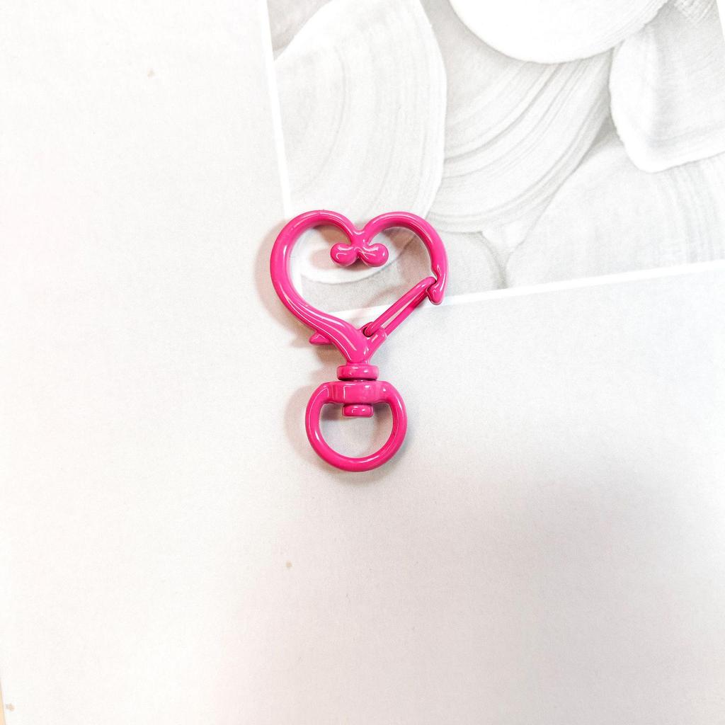 Peach Heart Candy Color Spray Paint Keychain Clasp—DIY Heart-Shaped Connector Ornament
