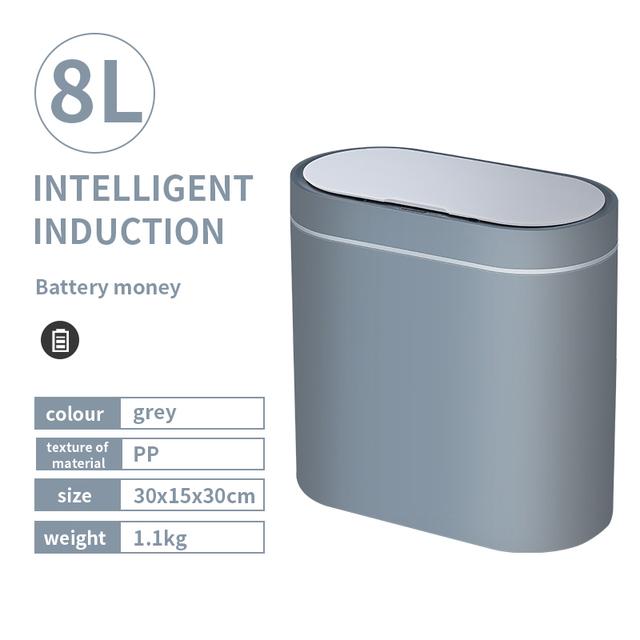 8L Mülleimer Sensor Automatische Haushalts Mülleimer Badezimmer Lagerung Eimer Toilette Wasserdicht Schmale Mülleimer Küche Müll Kann