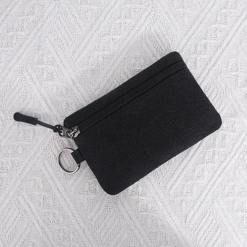 Canvas Mini Coin Wallet Bag Solid Color Zipper Key Bag Money Pocket Purse Women Men Small Card Holder Change Coin Purses Wallet