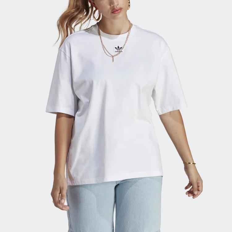 Adidas Originals Adicolor Essentials Loose Fit Crew Neck T-Shirt With Plain Logo Women Tops White IA6461