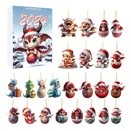 2024 Christmas Advent Calendar 24 Days Christmas Countdown Cartoon Baby Dragon Ornament