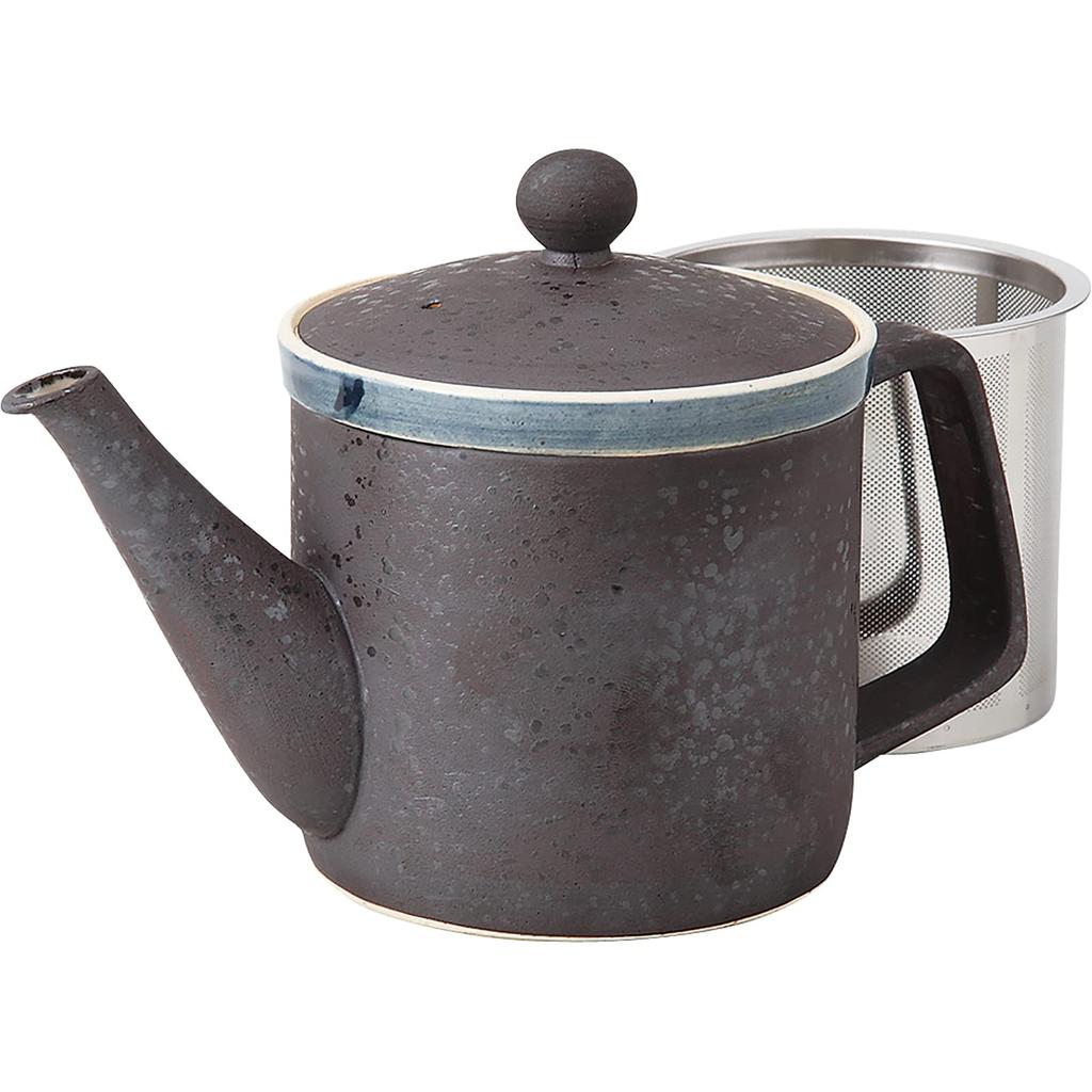 Hasami Ware Black Ceramic Pattern Stainless Tea Strainer Made In 62811 Pot, Lightweight, (Super Steel, Included), Capacity Approx. 350ml, Japan,