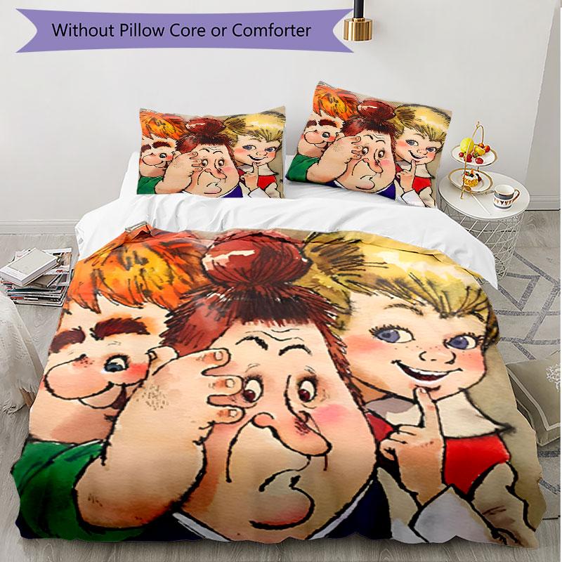 3-teiliges Bettbezug-Set (1 * Bettbezug + 2 * Kissenbezug, ohne Kern), Karlsson auf dem Dach Druck Weiches Ganzjahres-Bettwäsche-Set, Heim-Schlafzimmer-Dekoration Geschenk