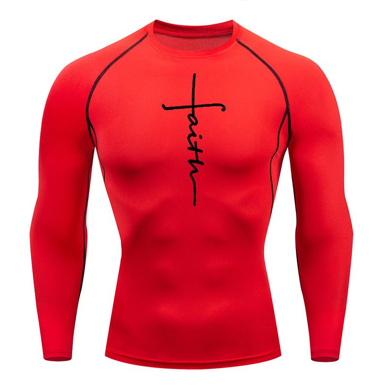 Christian Workout Compression Shirts Graphic Long Sleeve Rash Guard Athletic Quick Dry Tees Tops Mens Gym Undershirts Baselayers