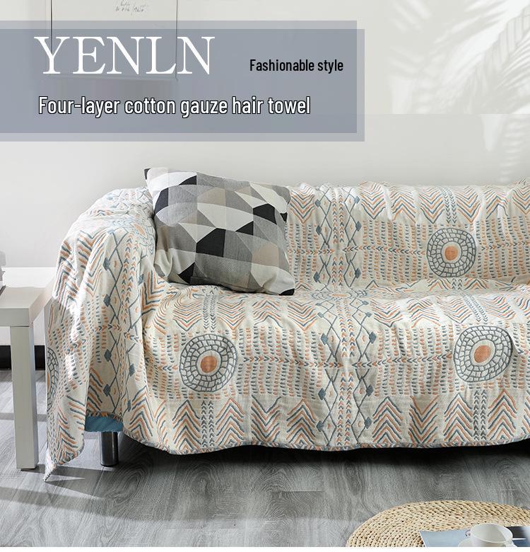 Bohemian Cotton Sofa Cover: Four Seasons Gauze Blanket & Cushion Quilt