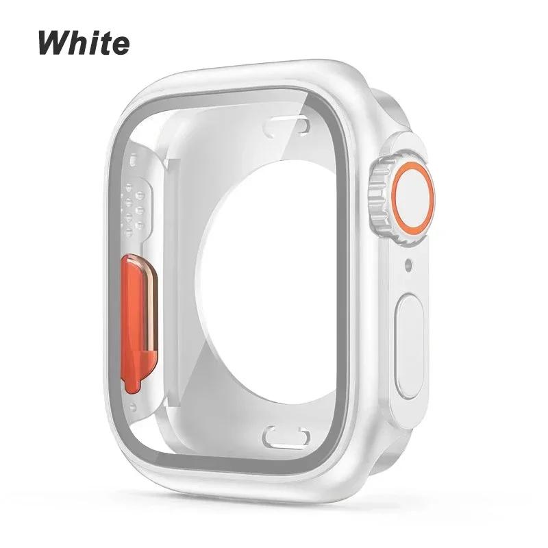 

Change To Ultra 360 Full Protector Case for Apple Watch 45mm 44mm Tempered Glass Screen Protector for IWatch Series10 8 7 6 SE 5 S10 46mm білий