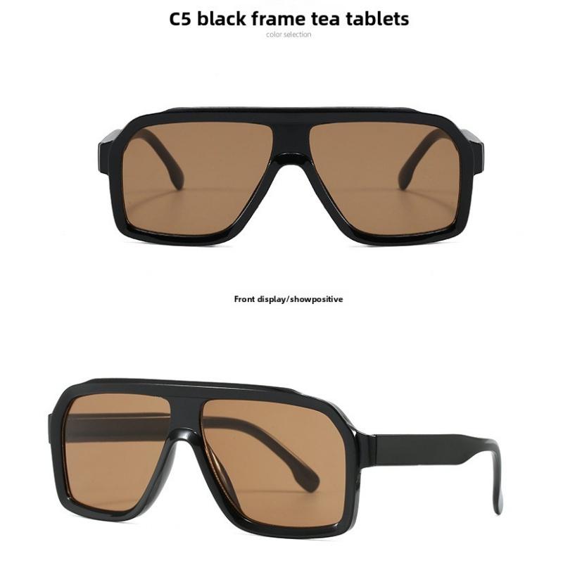 Women's sunglasses, retro large-frame square sunglasses, male and female pilot sunglasses.