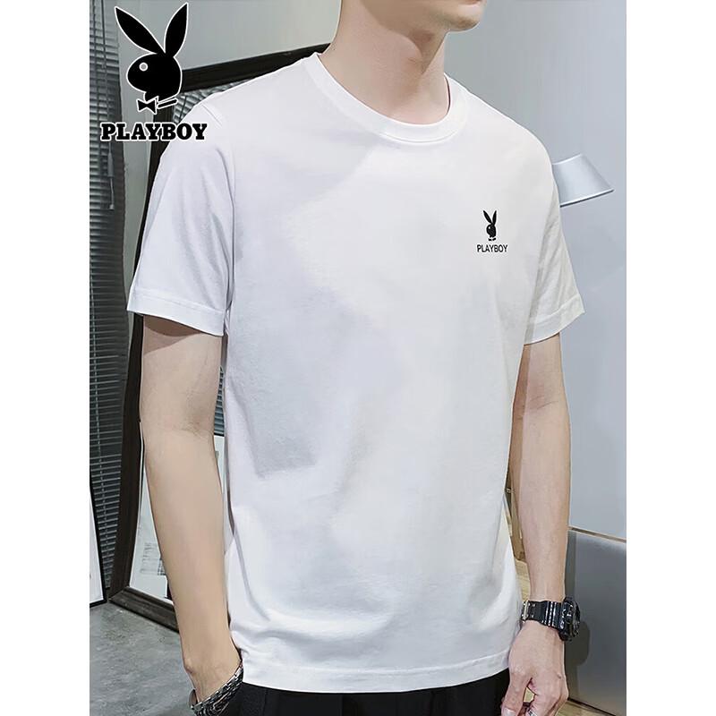PLAYBOY T-shirt da uomo estiva a maniche corte in cotone