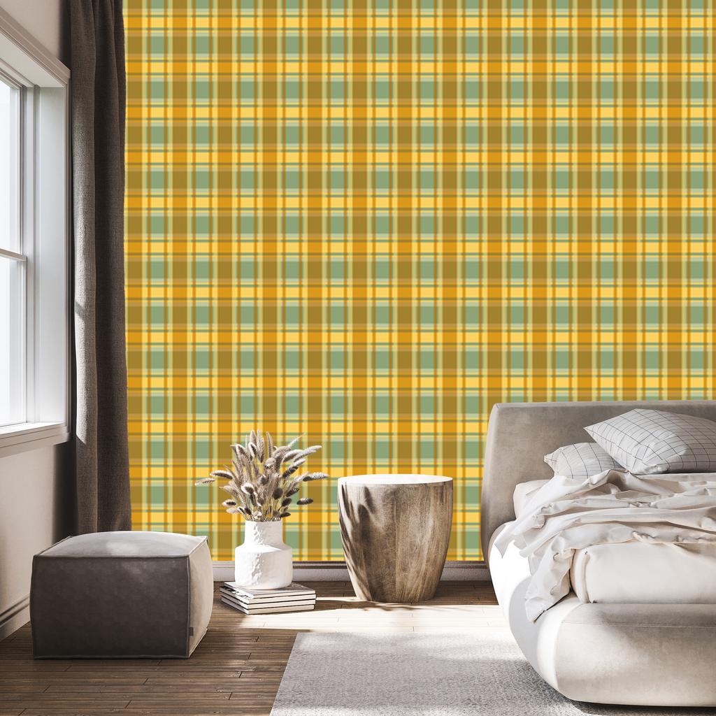 Wallpaper Yellow and blue checkered gold, yellow and lime 50x1000