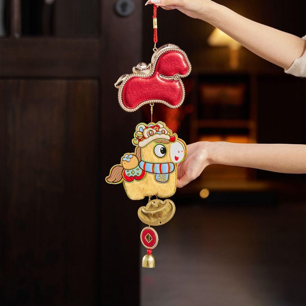 Year Of The Horse 2026 New Year Decorative Hangings Cartoon Gift Spring Festival Decoration with Bell Pendant