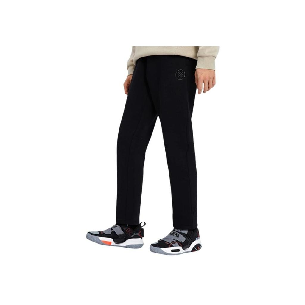 Li Ning Wade Series Solid Color Casual Drawstring Sports Knit Pants Men Bottoms Black AKLS199-1