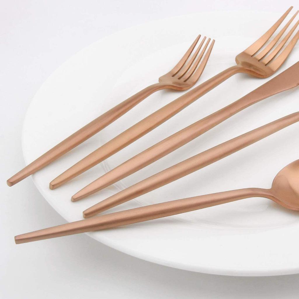Mirror Finish Rose Gold Plated Stainless Steel Flatware Set Copper Silverware Set Rose Gold Spoon