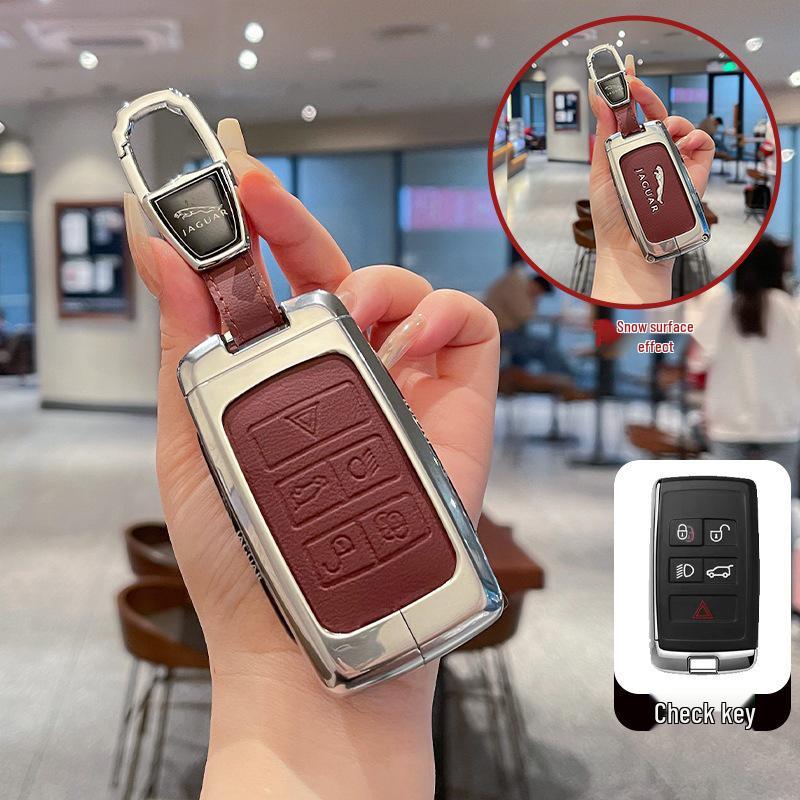 Jaguar XFL/XEL/F-Pace/XJL/F-Type/E-Pace High-End Leather Metal Key Case for Men & Women