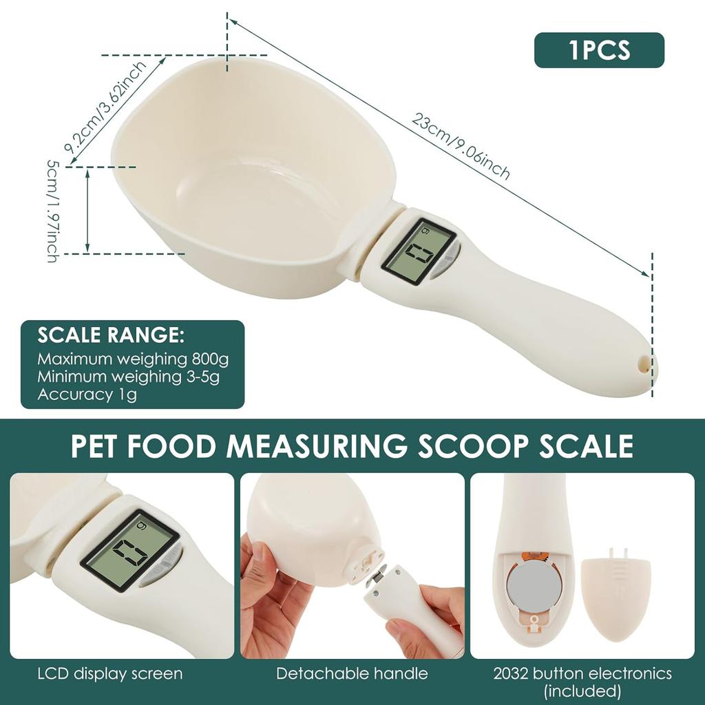 Pet Food Measuring Scoop Electronic Dog Cat Food Measuring Cup Digital Spoon Scale Kitchen Food Scale with LED Display
