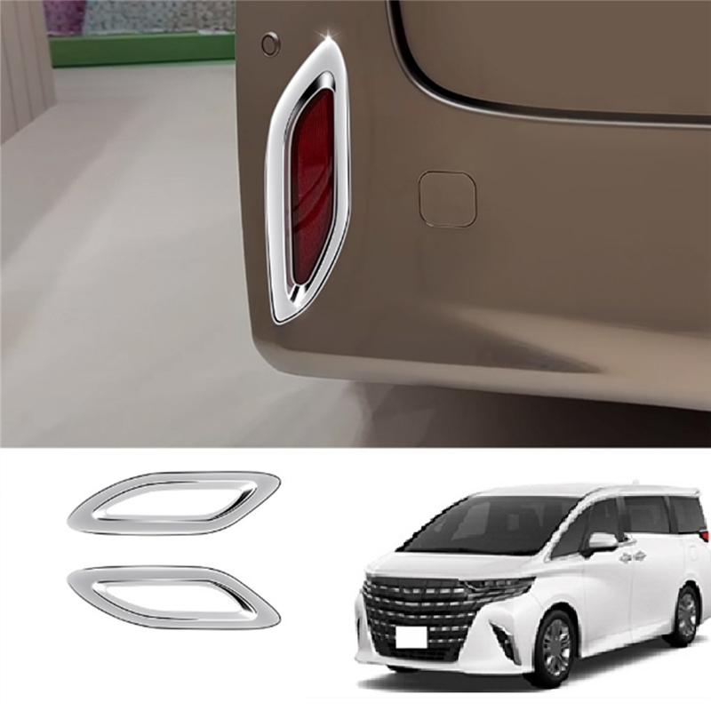 Car Silver Rear Tail Fog Light Lamp Frame Cover Trim For Toyota Alphard 40 Series + Car Spare Parts Accessories Parts