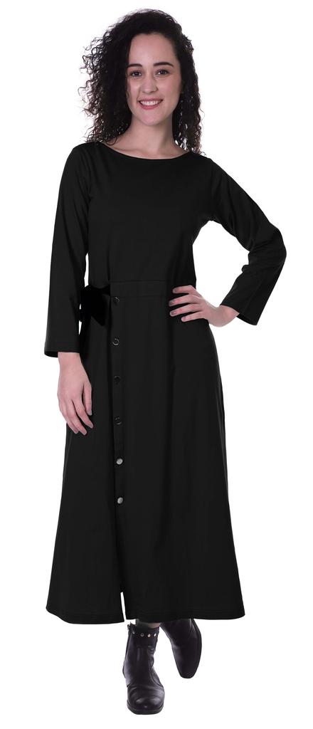 Moomaya Full Sleeves Maxi Dress Long Button Down Solid Casual Slit Dresses
