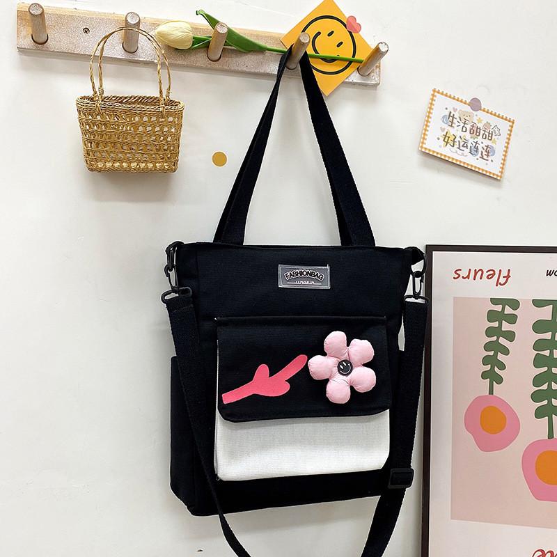 Trendy Large Capacity Canvas Tote Bag For Women In Fresh Summer Colors Ideal For Students