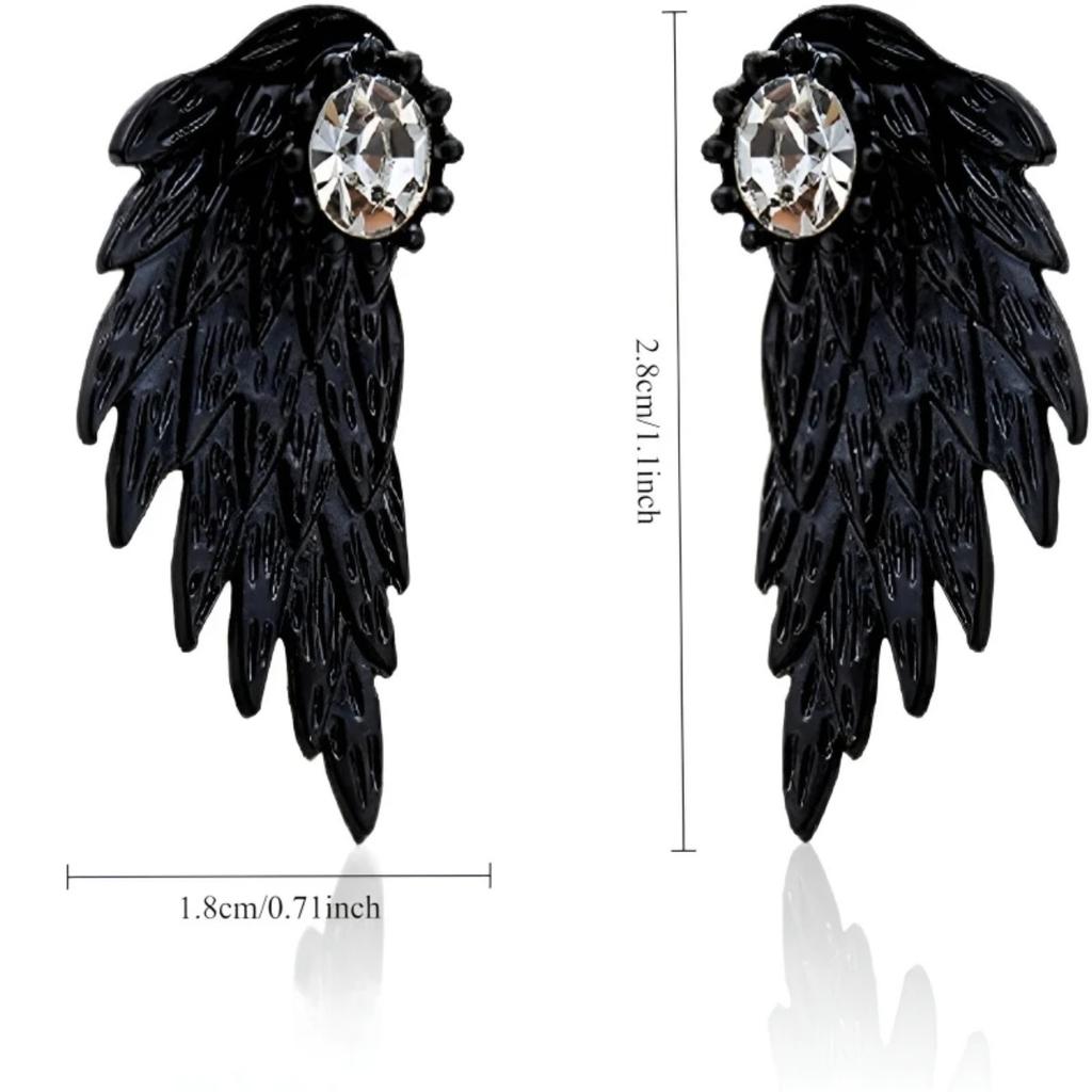 New Vintage Gothic Angel Wing Feather Earrings-(inlay Artificial Rhinestones Adorn)-Fashionable Women'S Jewelry