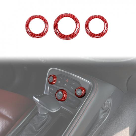 3pc Air Condition Audio Switch Button Knob Trim Ring For Dodge Ram Challenger