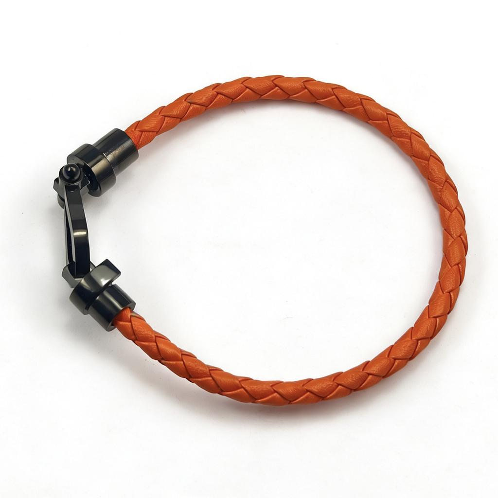 European and American Fashion U-shaped Bracelets Multi-color Braided Leather Rope Magnet Buckle Horseshoe Bracelet Personality Trend