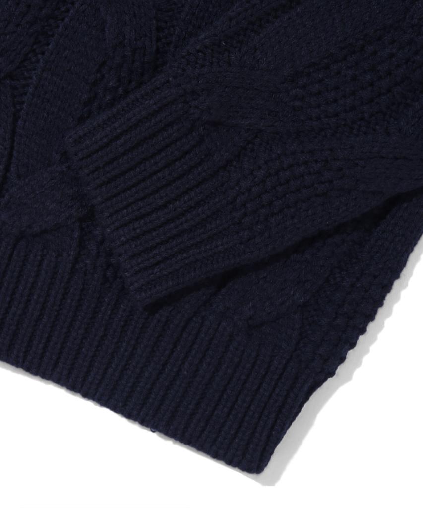 TRILLION Washable Big Cable Oversized Crew Neck Knit [Navy]