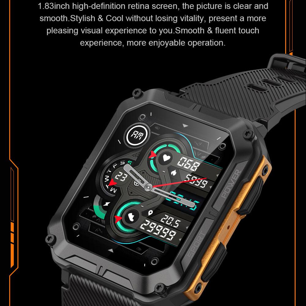 C20 PRO Smartwatch Mannen Bluetooth Bellen Buitensporten 1,83 inch Groot Scherm Spraakassistent Fitness C20Pro Smartwatch