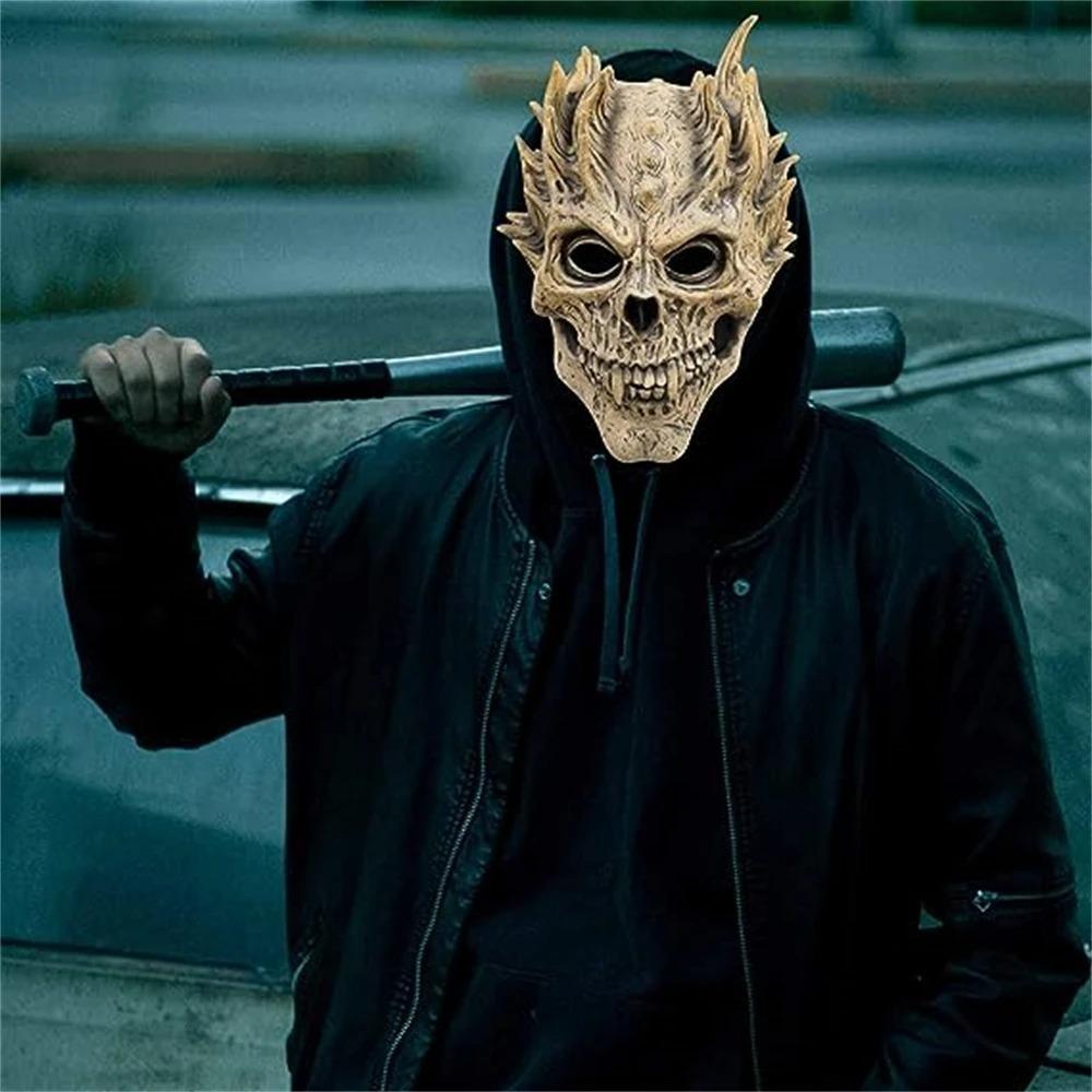 Latex Skeleton Demon Masks Realistic Halloween Cosplay Costume Props