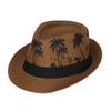 2022 Men Women Fedora Cap Couple Coconut Trees Pattern Beach Hat Jazz Cap Top Hats