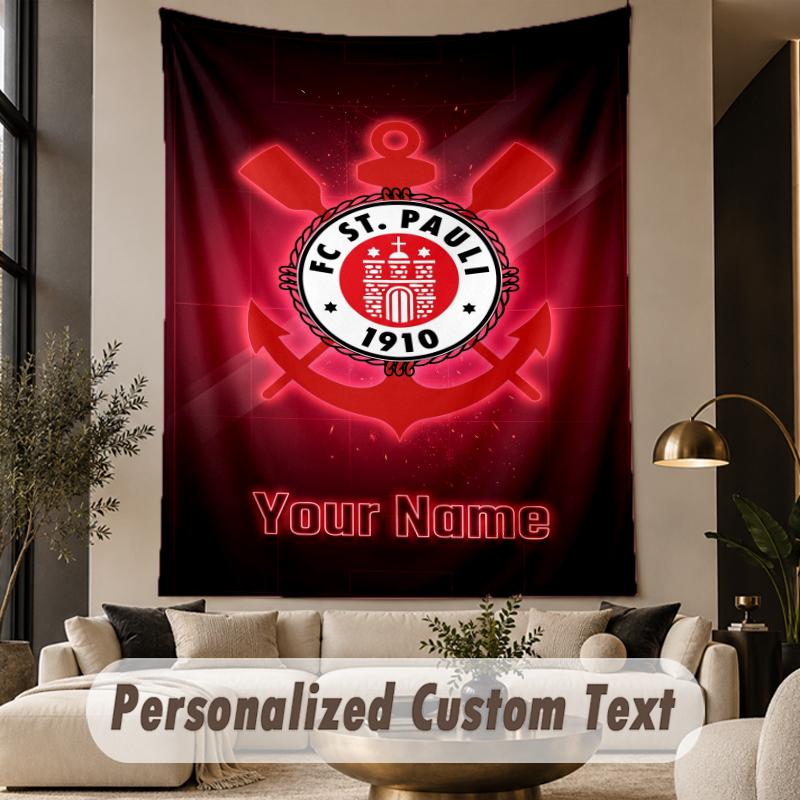 Custom Text Tapestry FC St. Pauli Print Wall Tapestry Indoor Living Room Wall Decor