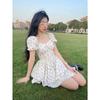 Preppy Style Dresses for Women Lovely Girls Fashion Floral Design Mini Sweet Chic Korean Young Summer Clothing All-match Casual