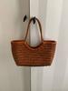 Nuovo Stile Borsa da Viaggio a Mano Intrecciata a Mano in Vera Pelle Imitazione Rattan per le Feste