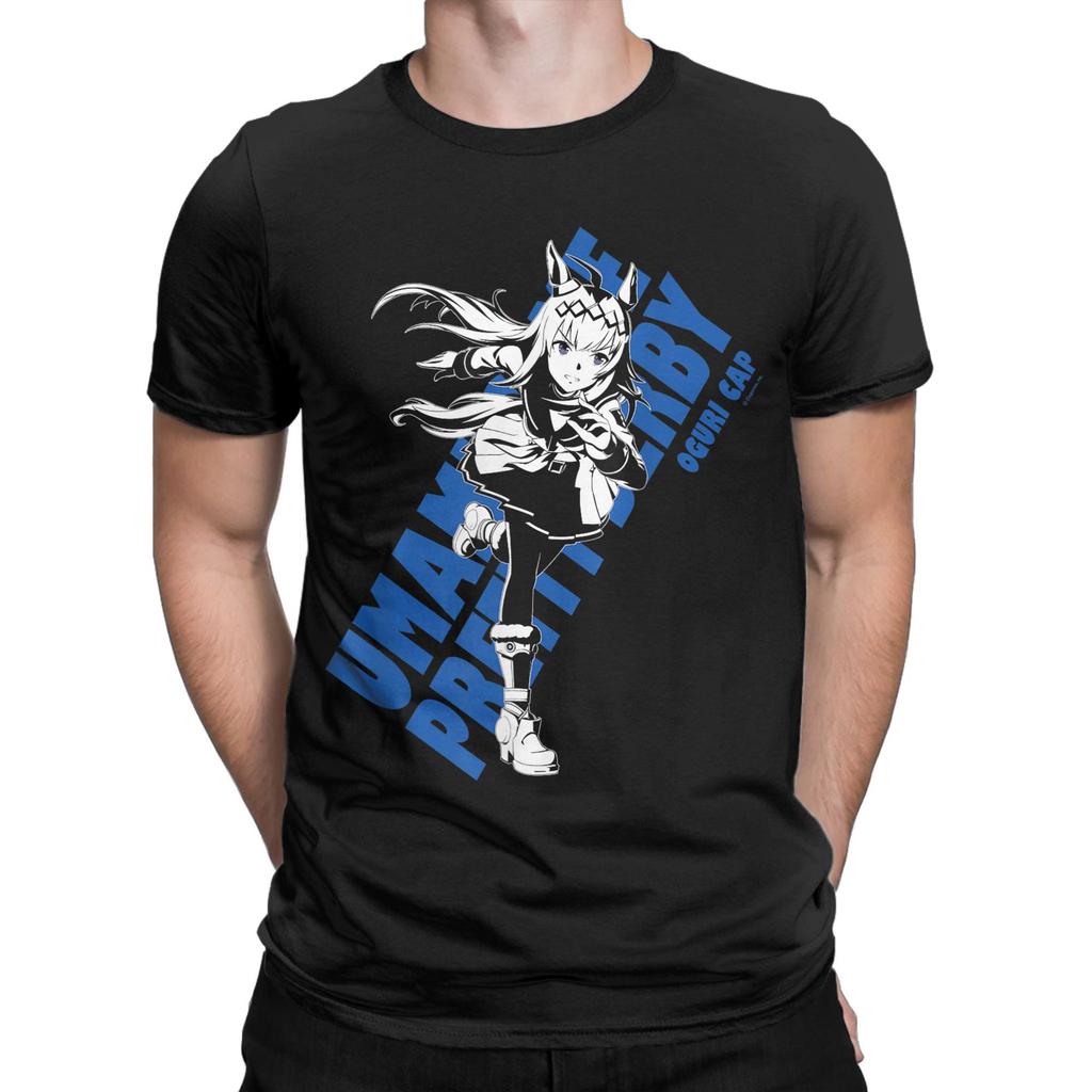 Vintage Umamusume Pretty Derby Oguri Cap T-Shirts Men Crew Neck Cotton T Shirts  Short Sleeve Tee Shirt Printing Clothes