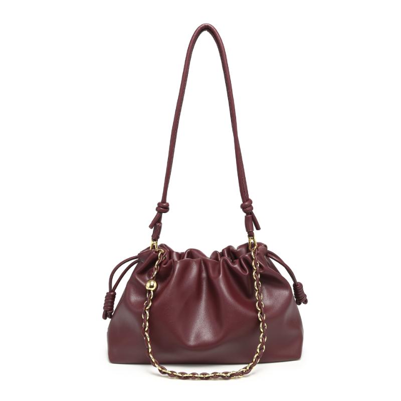 Brand Drawstring Shoulder Bag Fashi Pleated Cloud Bag Magnetic Buckle Design Versatile Crossbody Bag Women's Casual Chain Bag