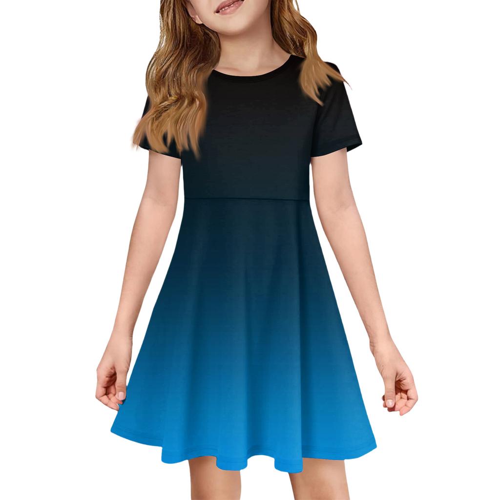 Girl Summer Dress Color & Print Short Sleeve Dress With Pocket Casual Dress Shorts Sleeve Party Dress Easter Day