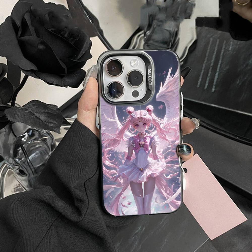 Cartoon P-Sailor Moons Phone Case For iPhone 17,16,15,14,13,12,Pro MAX Black Matte Shockproof Cover