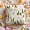 Ski Resort Prop Pillow Case Soft Plush Fabric Double-Sided Printed Cushion Cover Warm Winter Sofa Pillow Case