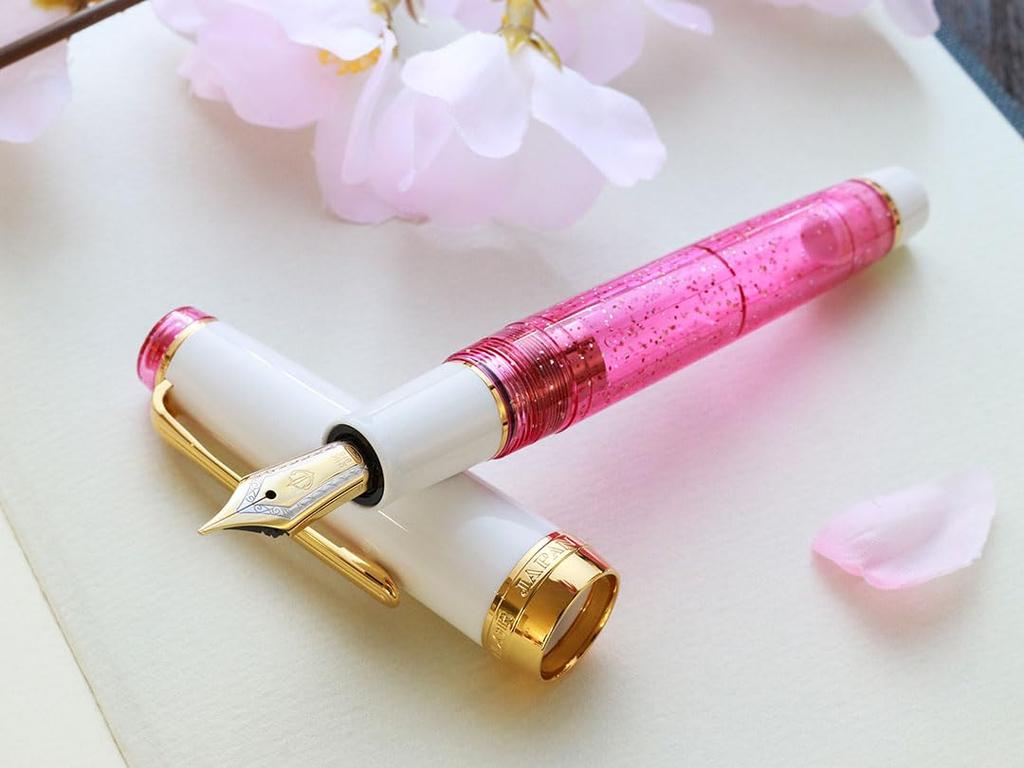 WANCHER Limited Edition SAILOR Professional Gear Pink Cosmo 21K Gold Fountain Pen (MF, Medium Fine Point)