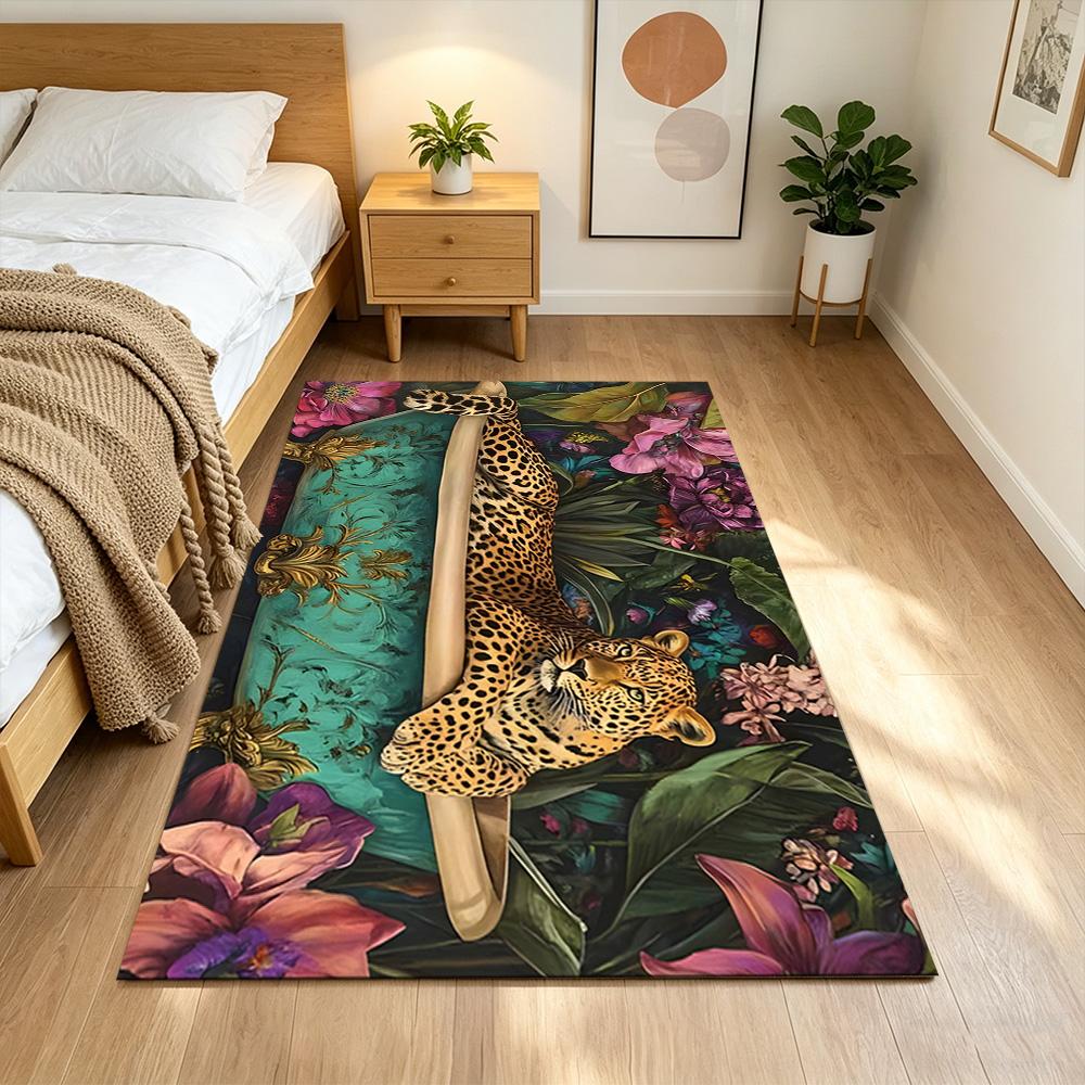 Leopard Emerging From Water Non-Slip Home Carpet Design for Office Decor Living Room Bedroom Gift