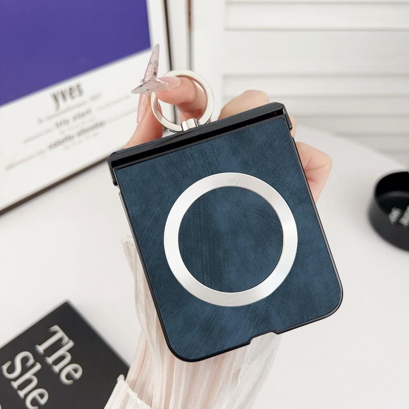 Solid Color Leather Magnetic Folding Case For Motorola Razr 60 50 Ultra 40 Ultra Wireless Charge Shockproof Slim Hard PC Ring Holder 3pcs Phone Cover
