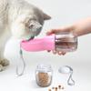 2 In 1 300ml Portable Food Grade Material Dog Cat Travel Pet Water Cup Bottle with Food Dispenser