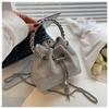 Fashion Solid Color Rhinestone Decoration Women Casual Shoulder Chain Bag For Street Style Womens Fashion