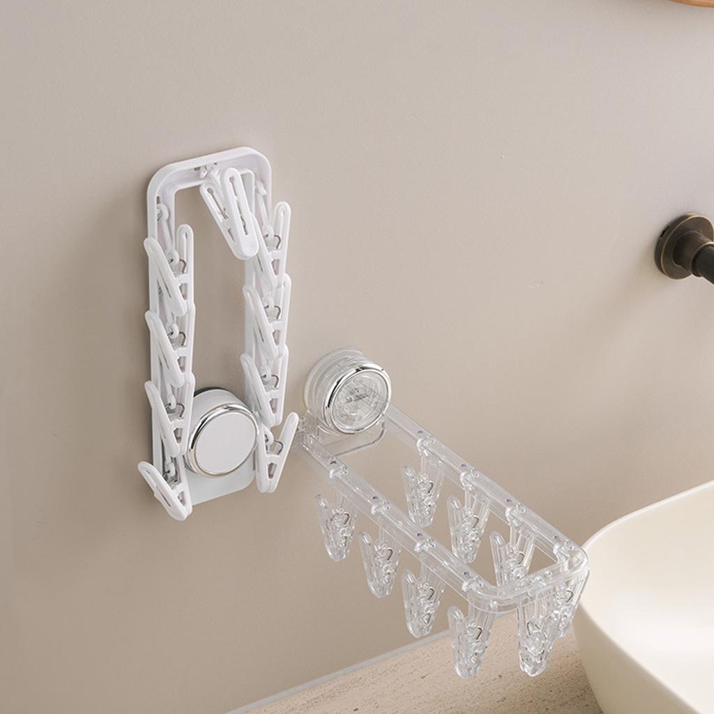 Suction Cup Clothes Hanger, Folding Toilet, No Punching Socks Clip, Drying Rack, Bathroom Balcony, Household With Clip, Clothes Hanger