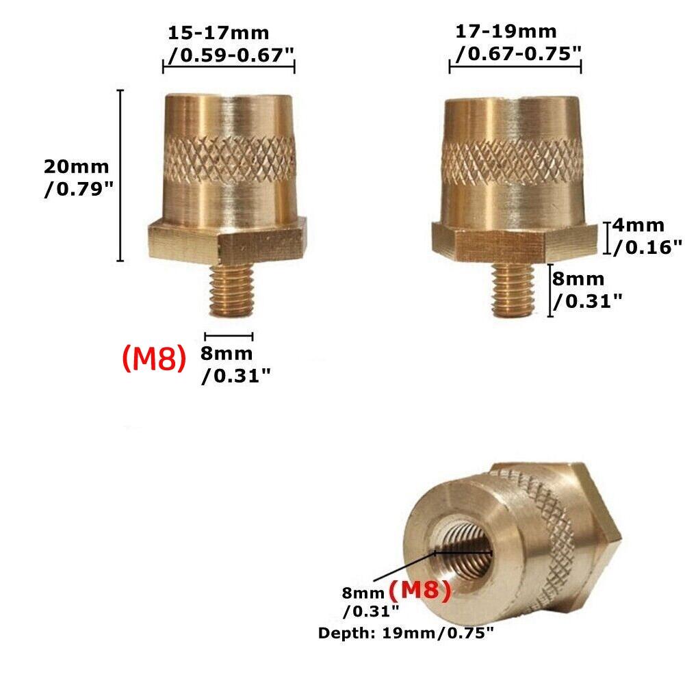 1 Pair M8 Battery Terminal Connector Brass Tone Post Adapter Stud Screws Nuts
