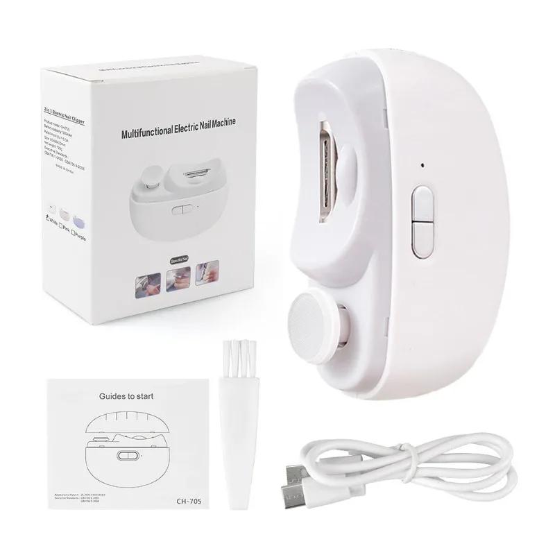 Electric Nail Clipper Grinding and Polishing with Light Automatic Nail Trimmer Rechargeable Nail Cutter Manicure for Baby Adult