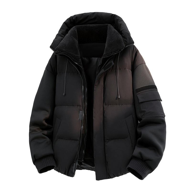 

Men s Two-Piece Hooded Down Jacket with Magic Sticker and Velvet Lining - Autumn/Winter Casual Wear 3XL чорний