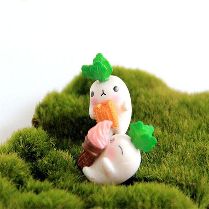 2PCS Kawaii Resin Radish Micro Landscape Cartoon Miniature Fairy Garden Decorations Flatback Resin